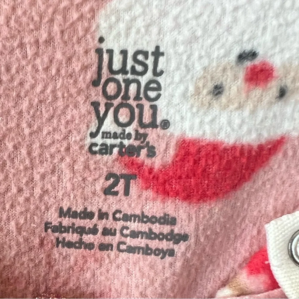 Just‎ One Carter’s kids girls 2T PJs Santa Reindeer Christmas 1 piece Footed Zip